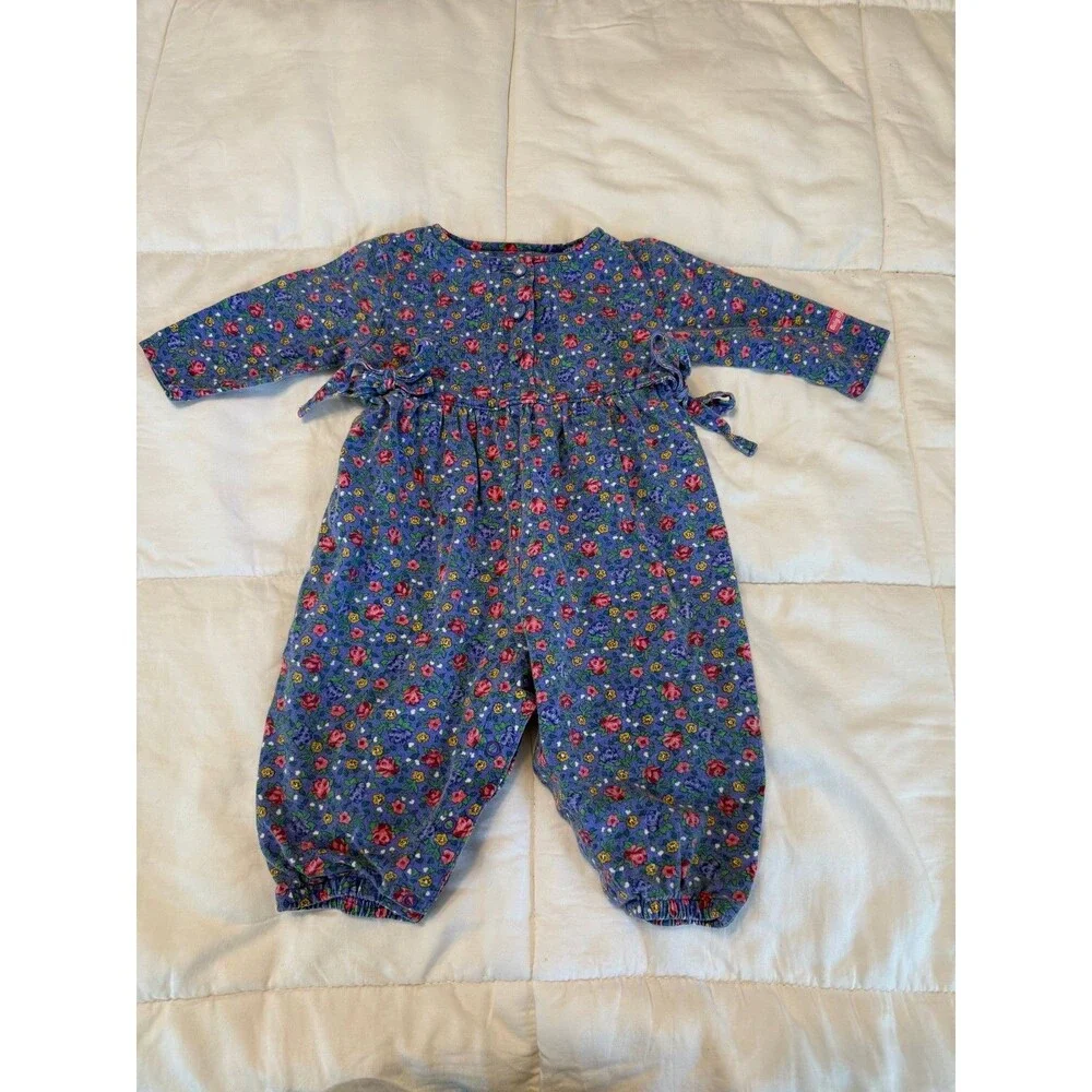 Excellent Condition Rare Vintage Baby B'gosh Floral Long-Sleeve Romper 12 Months